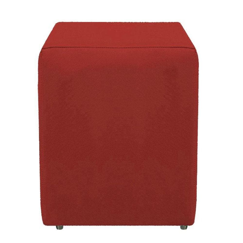 Puff Banquinho Quadrado Decorativo Suede Vermelho Puff Dado