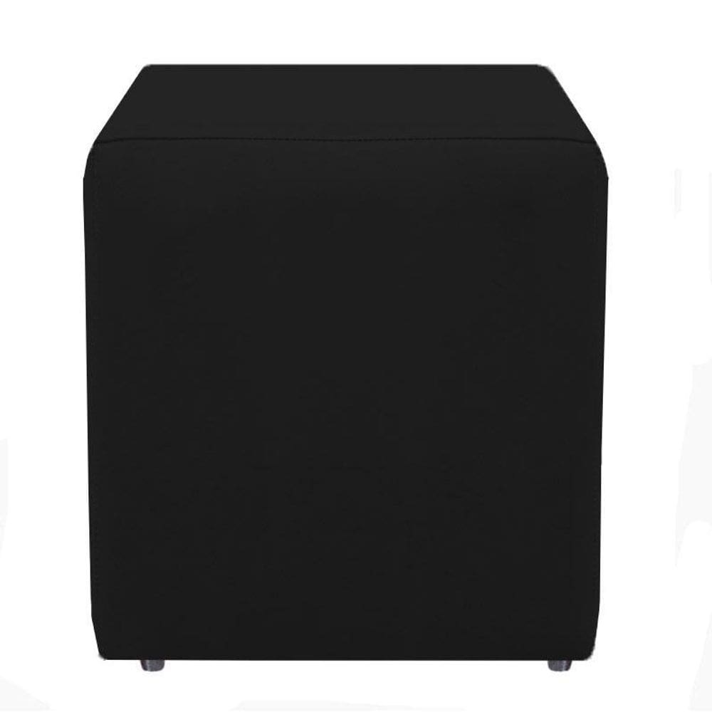 Puff Dado Quadrado Suede Preto Decorativo Para Sala Recepção