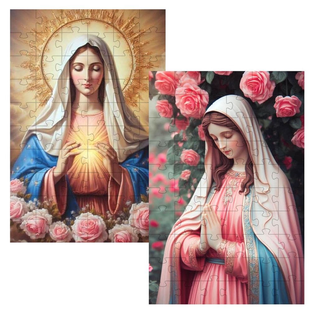 2 Quebra-Cabeças Inclusivos 60 Peças Mãe Jesus Mentes