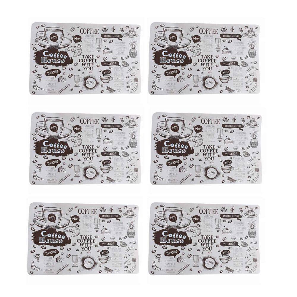 Jogo Americano Com 6Un Franca Coffee Impermeável Limpa Fácil