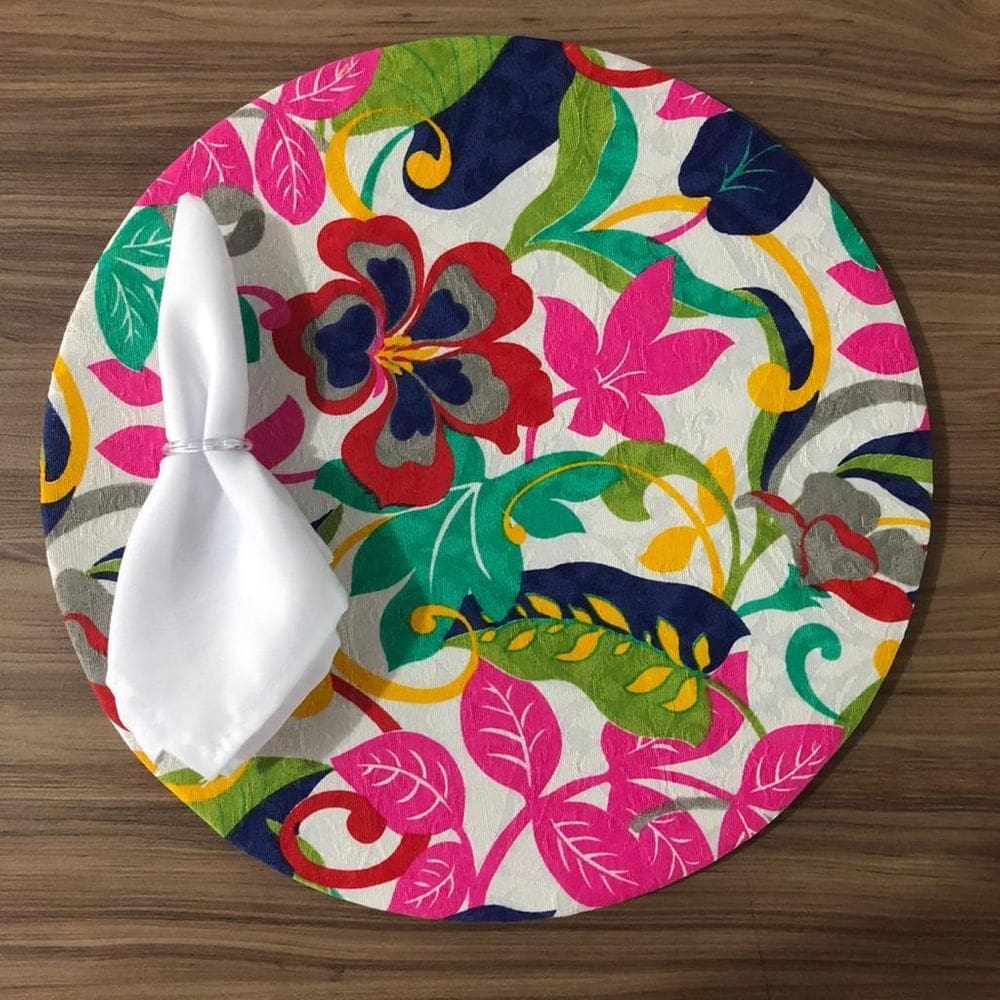 Jogo De Sousplat De Tecido 6 Lugares Completos Branco