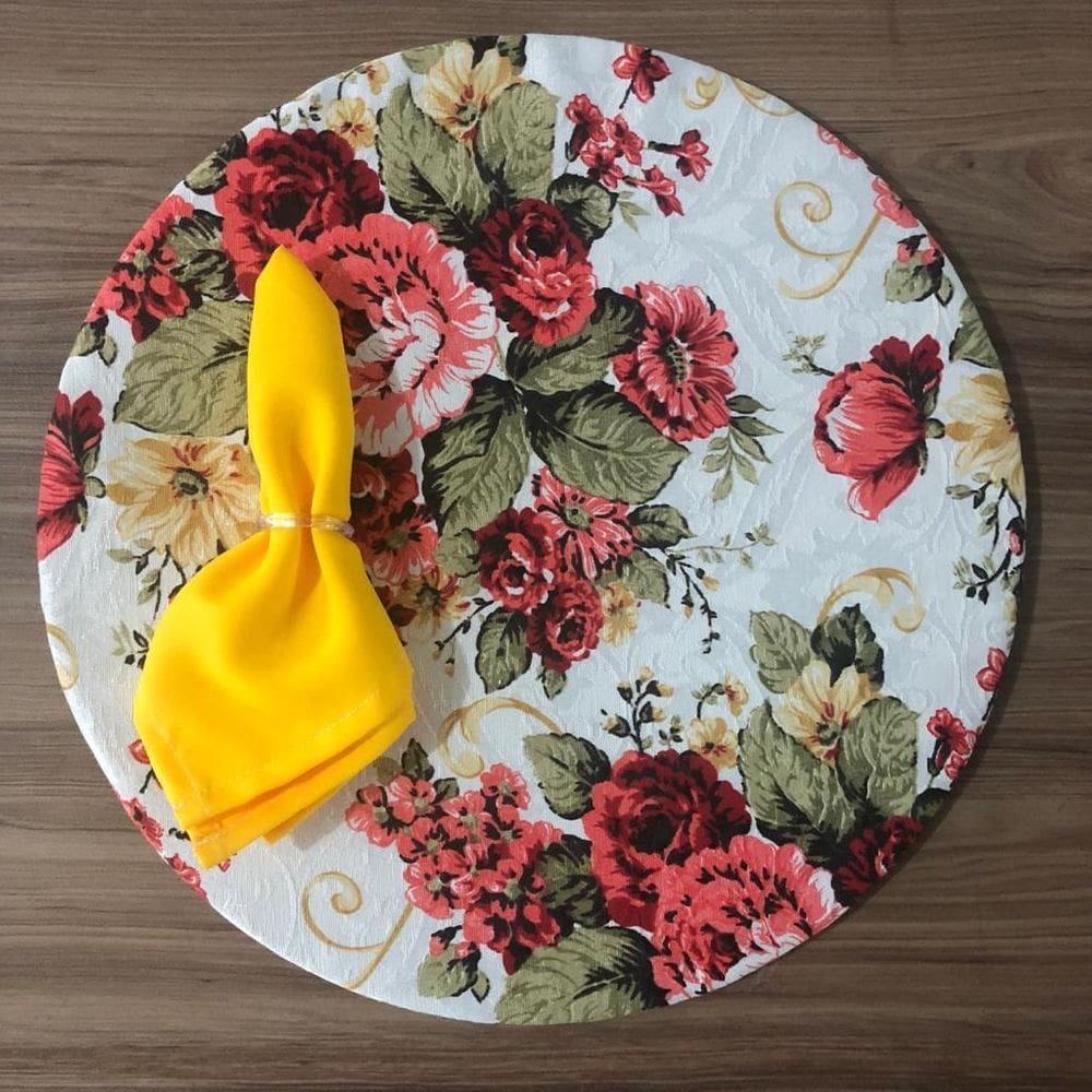 Jogo De Sousplat De Tecido 2 Lugares Completos Amarelo