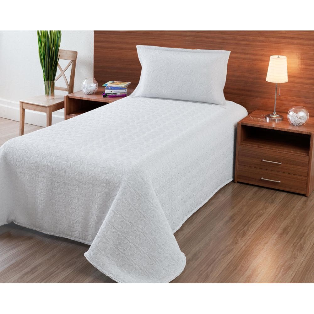 Cobre Leito Colcha Branca Kit Classic Fascinio Solteiro