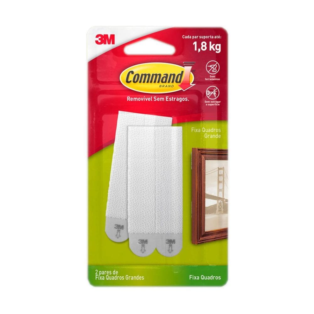 Fixa Quadros Adesivo Command Grande Ate 1,8Kg 2 Unidades 3M