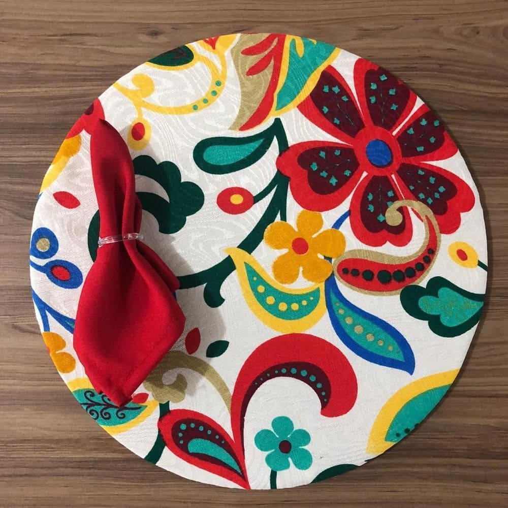 Jogo De Sousplat De Tecido 2 Lugares Completos Vermelho