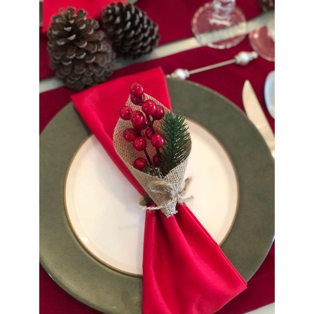 Mesa Posta 16Lugares Jogo Americano Guardanapo Natal Decora