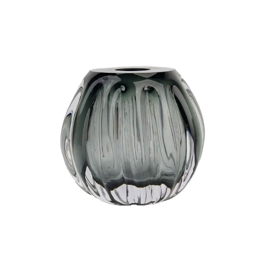 Cachepot De Murano Importado Vasinho Decoração 14X13Cm Cinza