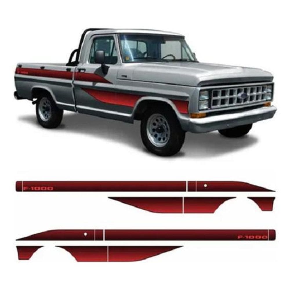 Kit Adesivo Ford F1000 Faixa Lateral 87 88 89 90 Vermelho