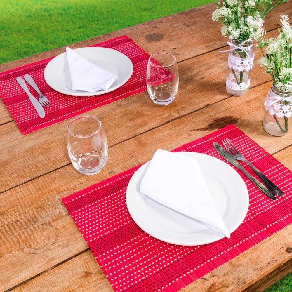 Jogo Americano 4 Peças Bambu Vermelho 30X44Cm Jolitex