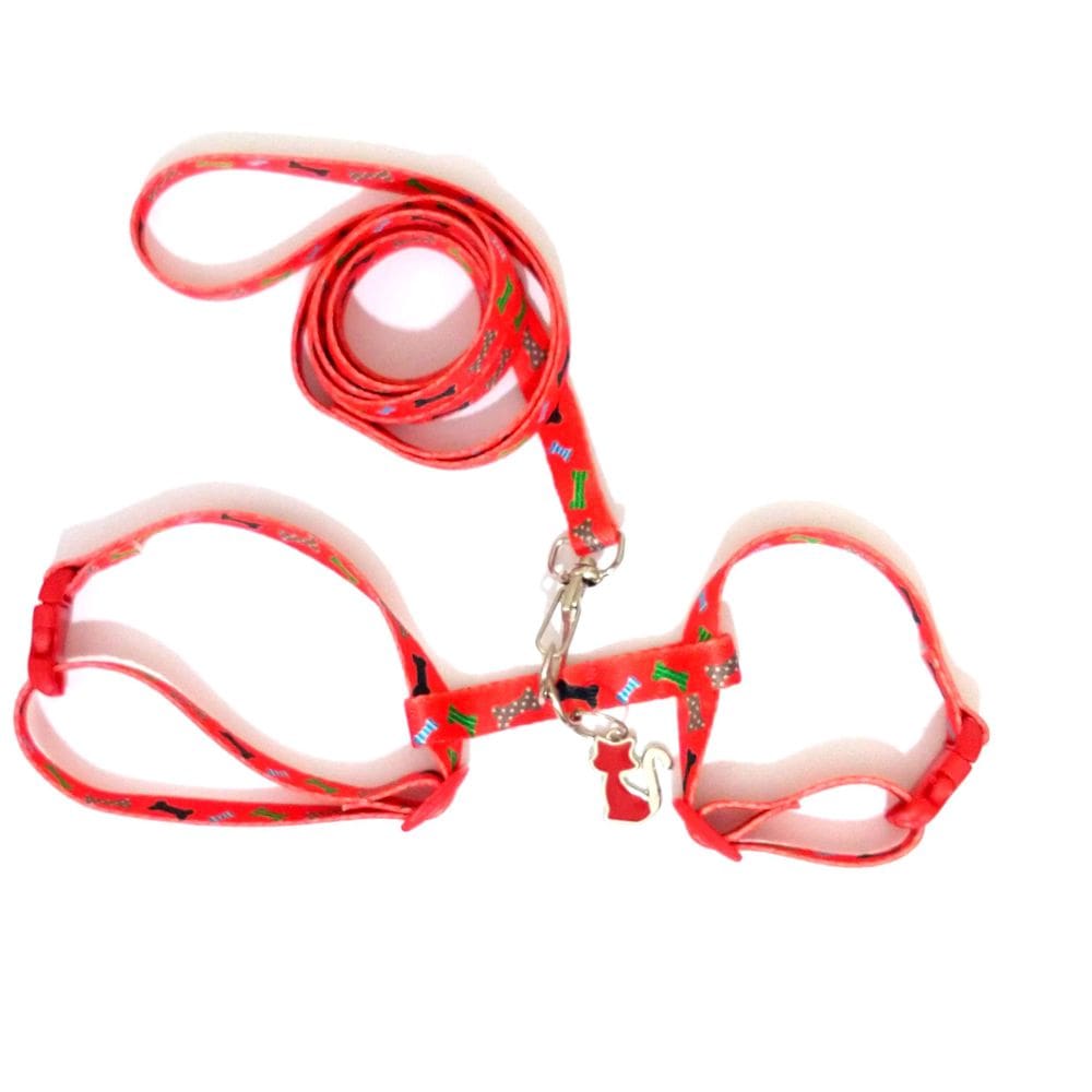 Conjunto Peitoral Gatos Vermelho Tam. Único  12Cm a 22Cm