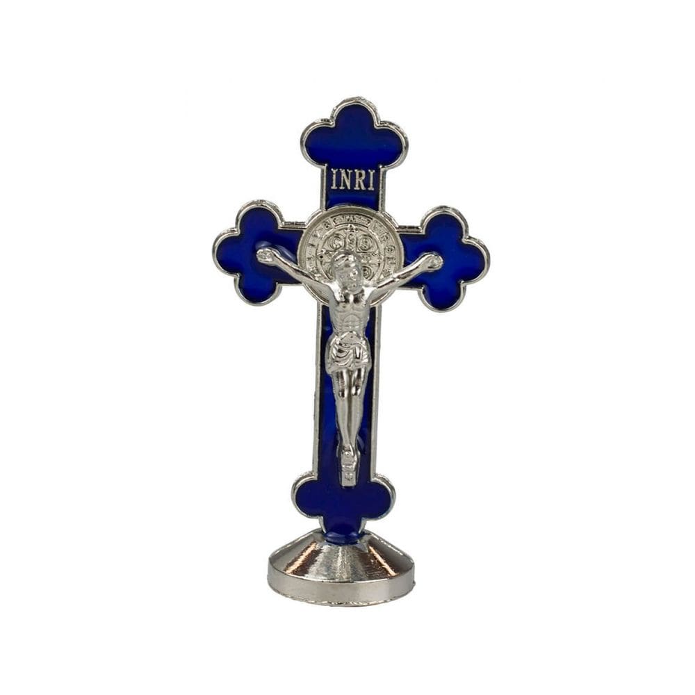 Crucifixo Metal Azul Uso Carro 8cm