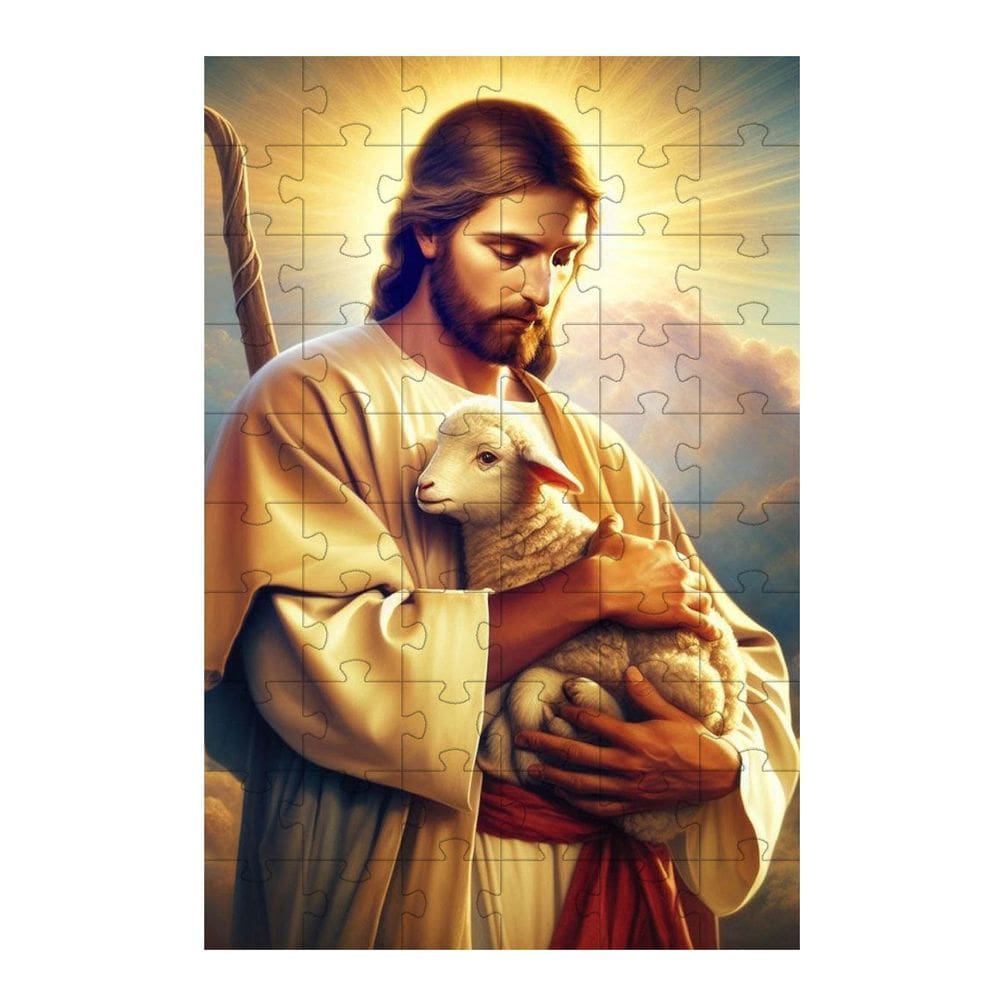 Quebra-Cabeça Religioso Cognitivo Bom Pastor 35 Peças Mdf