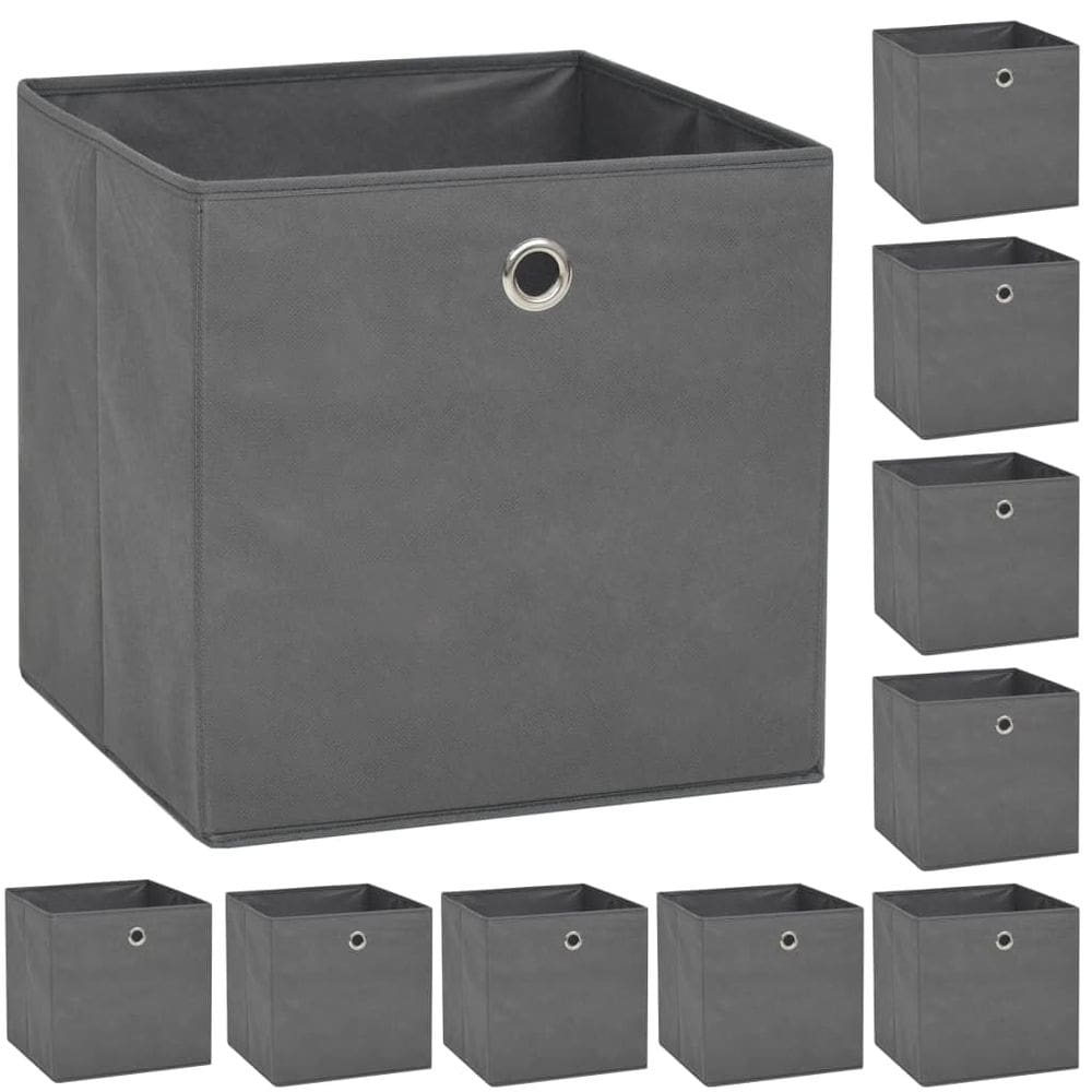Caixas de armazenamento de tecido não tecido vidaXL 10 peças cinza 32x32x32cm
