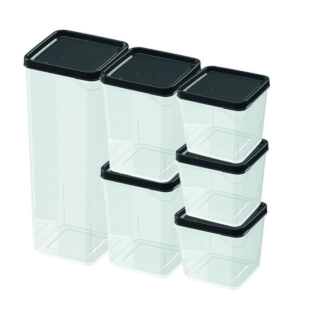 Conjunto Com 6 Potes Modulares Preto Nitron