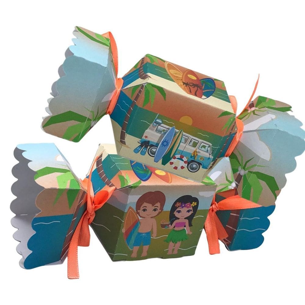 10 Caixas Festa Tema Praia Aniversario - 10 Bala