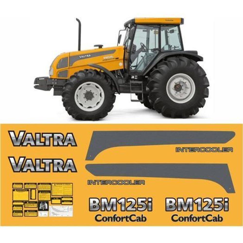 Kit Adesivo Faixa Compatível Trator Valtra Bm125 Intercooler