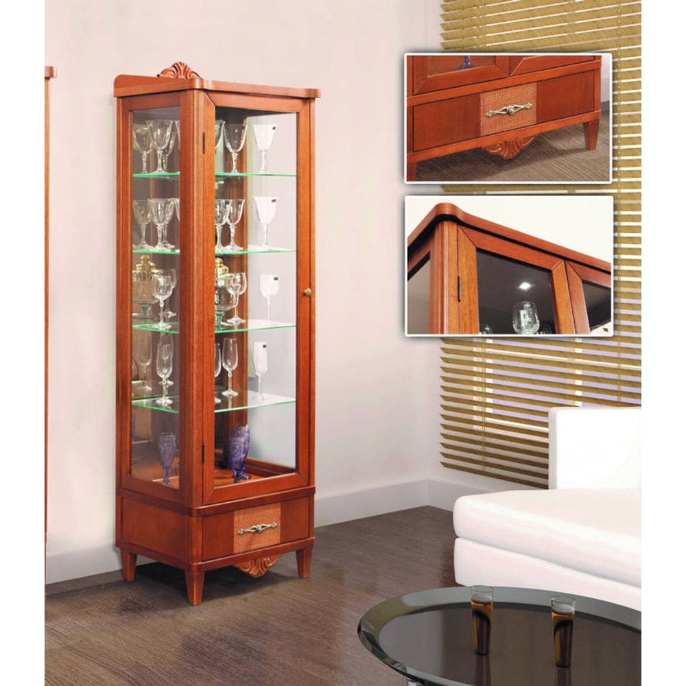 Cristaleira de Vidro e Madeira 1 Porta - Jaspe Montanhês