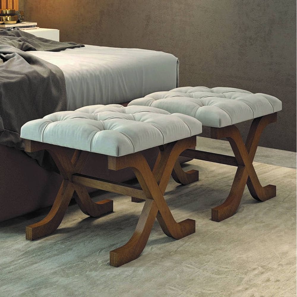 Conjunto de Puff Decorativo com Detalhe em Captonê - Lisboa - Móveis Montanhês