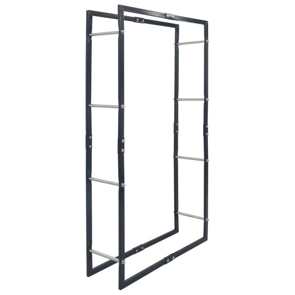 Prateleira de lenha vidaXL Steel Compact Tall Black para lareiras