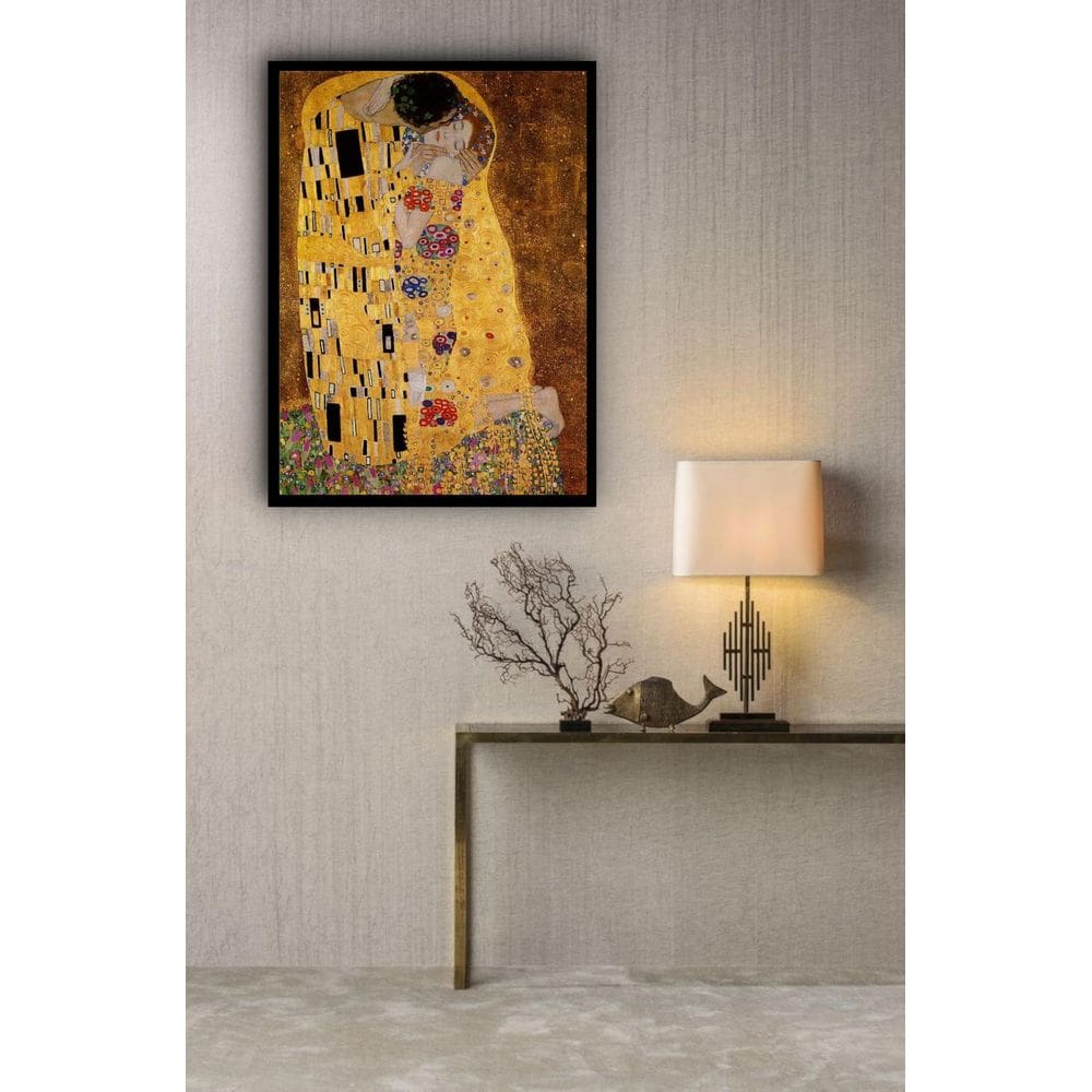 Quadro Decorativo Poster Obra Gustav Klimt Beijo - 70X50Cm