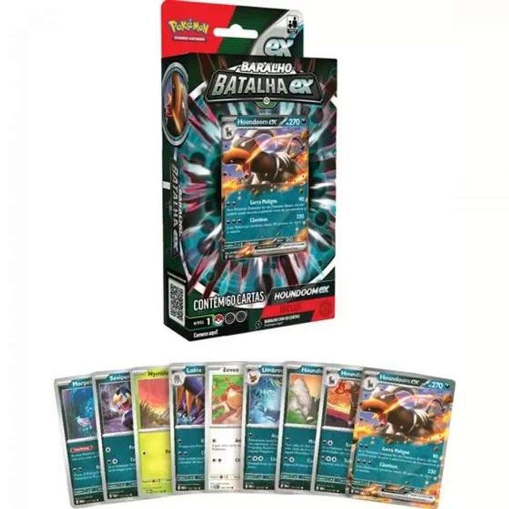 Carta Pokemon Deck de Batalha Ex Houndoom Pokemon 60 Cartas - Copag 339466