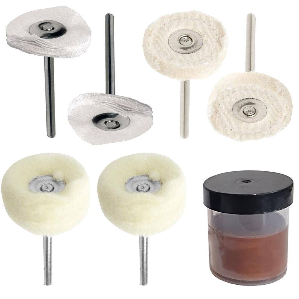 Kit 6 Escovas Roda Algodão H. 3Mm Pasta Polir Micro Retífica