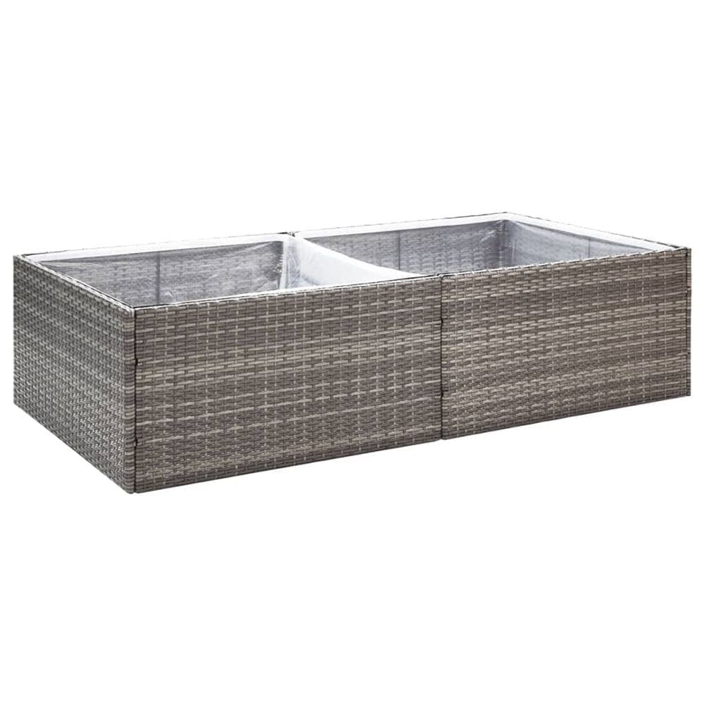 Plantador de jardim VidaXL Retangular Robusto Durável PE Cinza Rattan