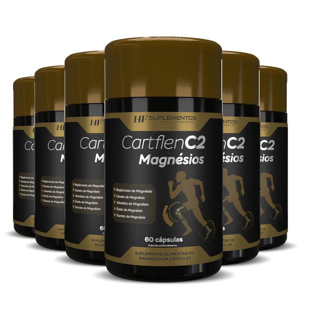 6X Cartflen C2 5 Tipos De Magnésios 60Caps Hf Suplementos