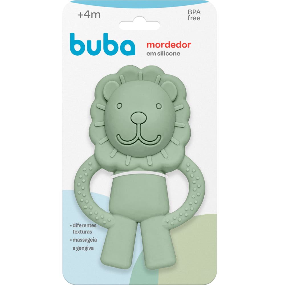 Mordedor de Silicone Leãozinho Verde Buba