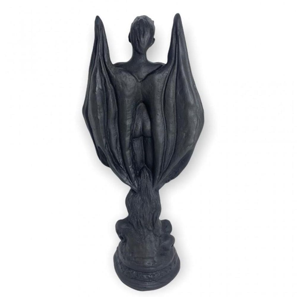 Escultura Lúcifer 12 Cm Pintado De Preto Em Resina