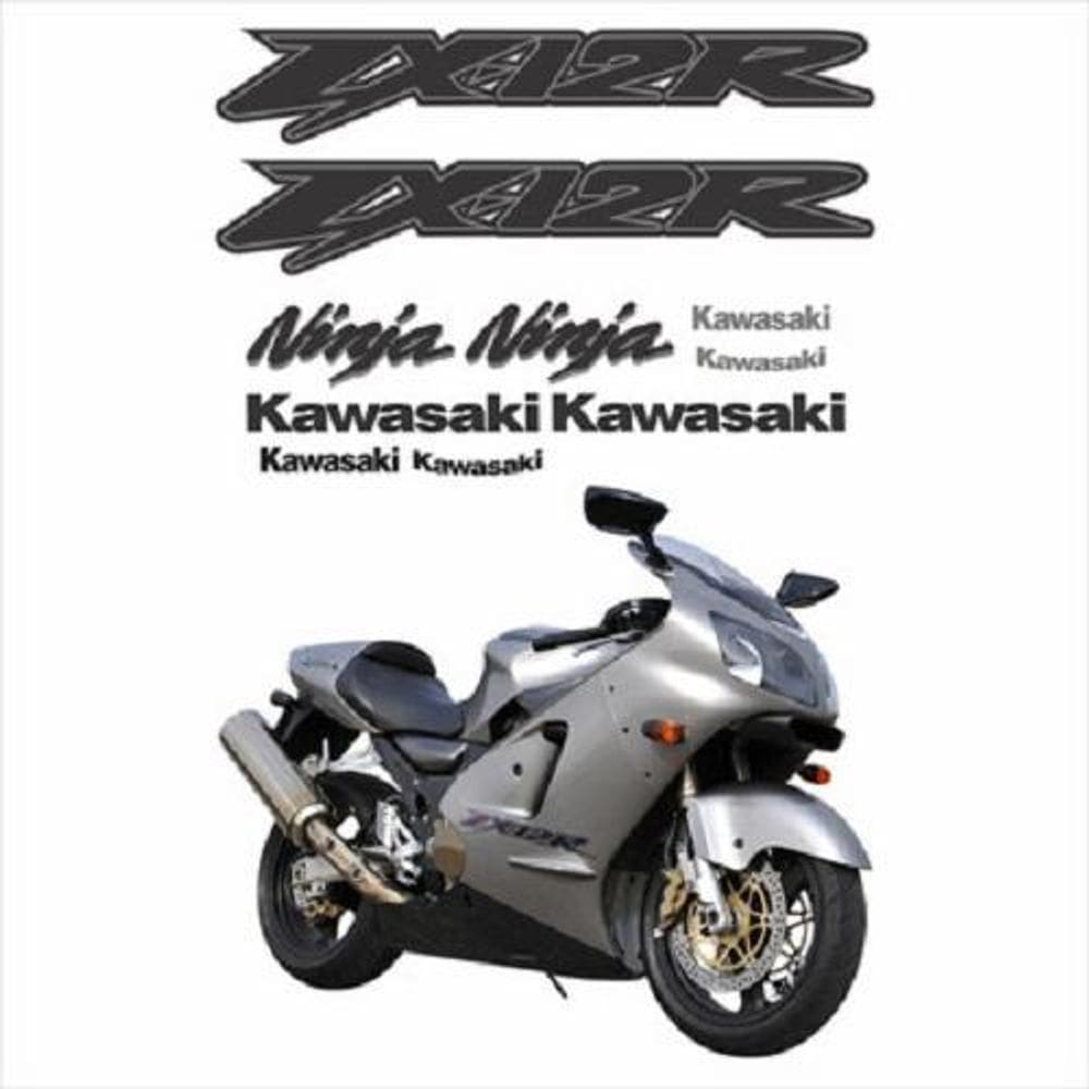 Kit Jogo Faixa Emblema Adesivo Kawasaki Zx 12R Zx12R