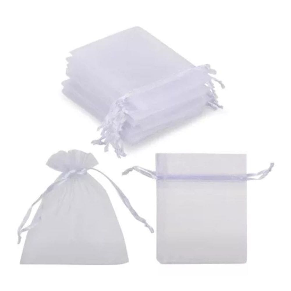 Kit 100 Unid Sacos Organza 7X9 Branco Tule Festa Lembrança
