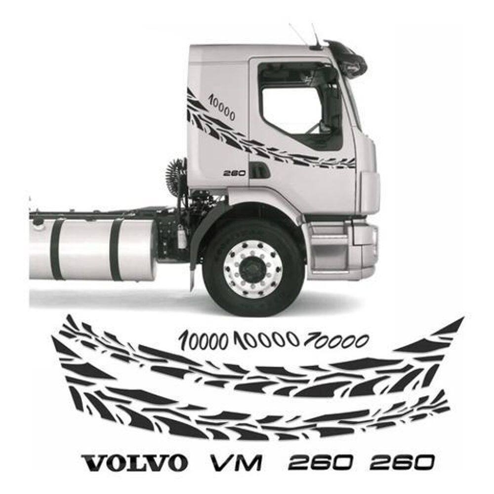 Kit Adesivos Preto Compatível Volvo Vm 260 10000 Kitv260P