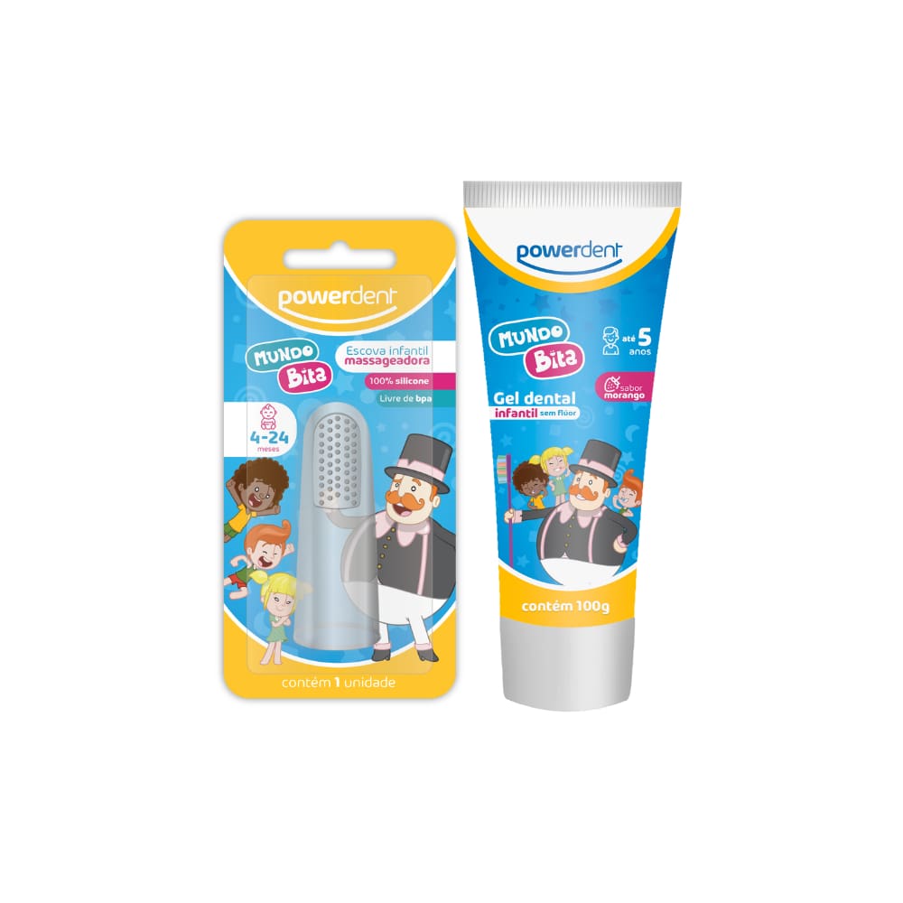Kit Escova De Dentes Massageadora + Gel Dental Mundo Bita