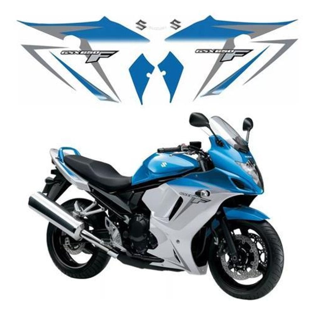 Kit Adesivos Lateral Suzuki Gsx 650F 2012 Moto Azul E Prata