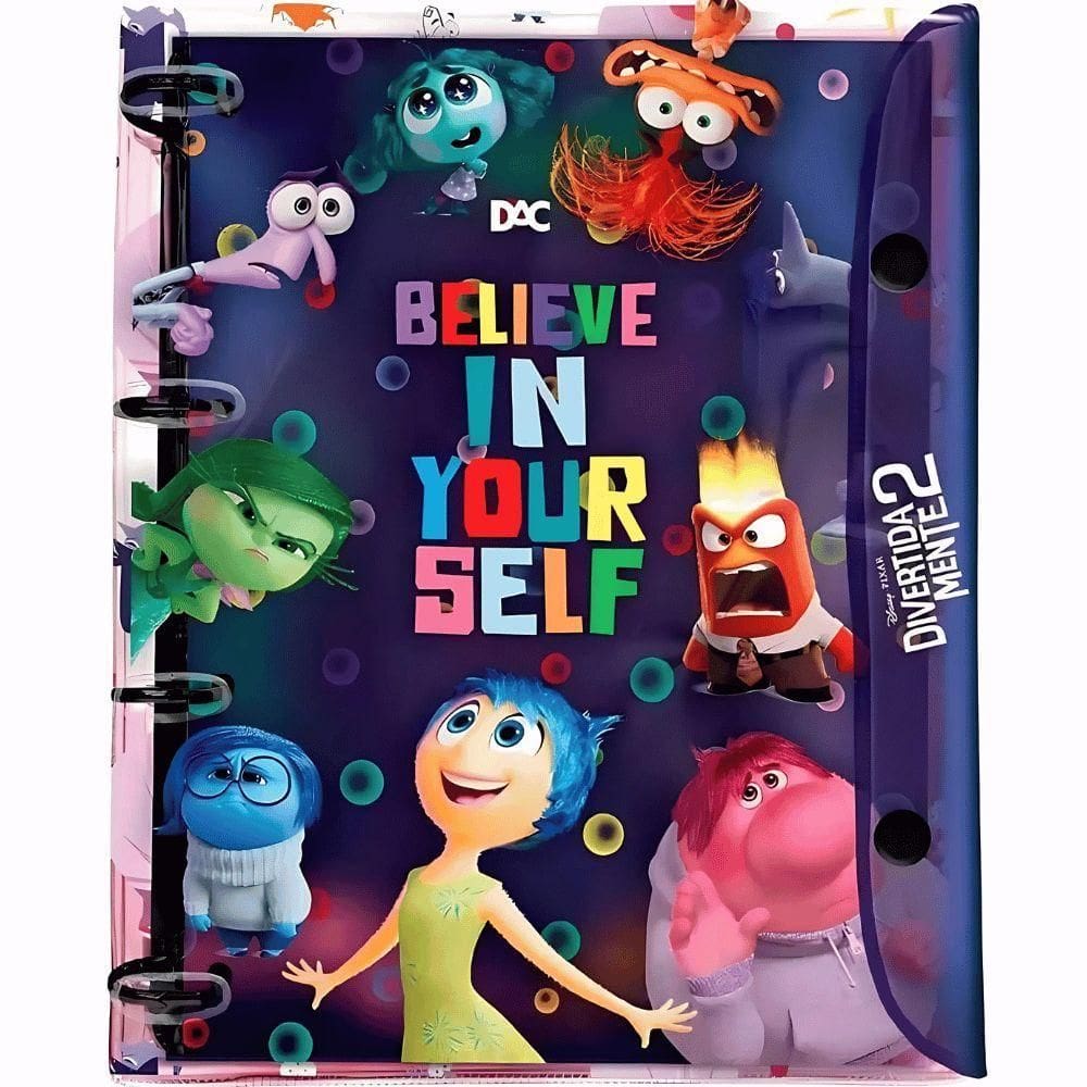 Fichário Universitário Pvc Argolado Divertida Mente - 192 Folhas - Dac