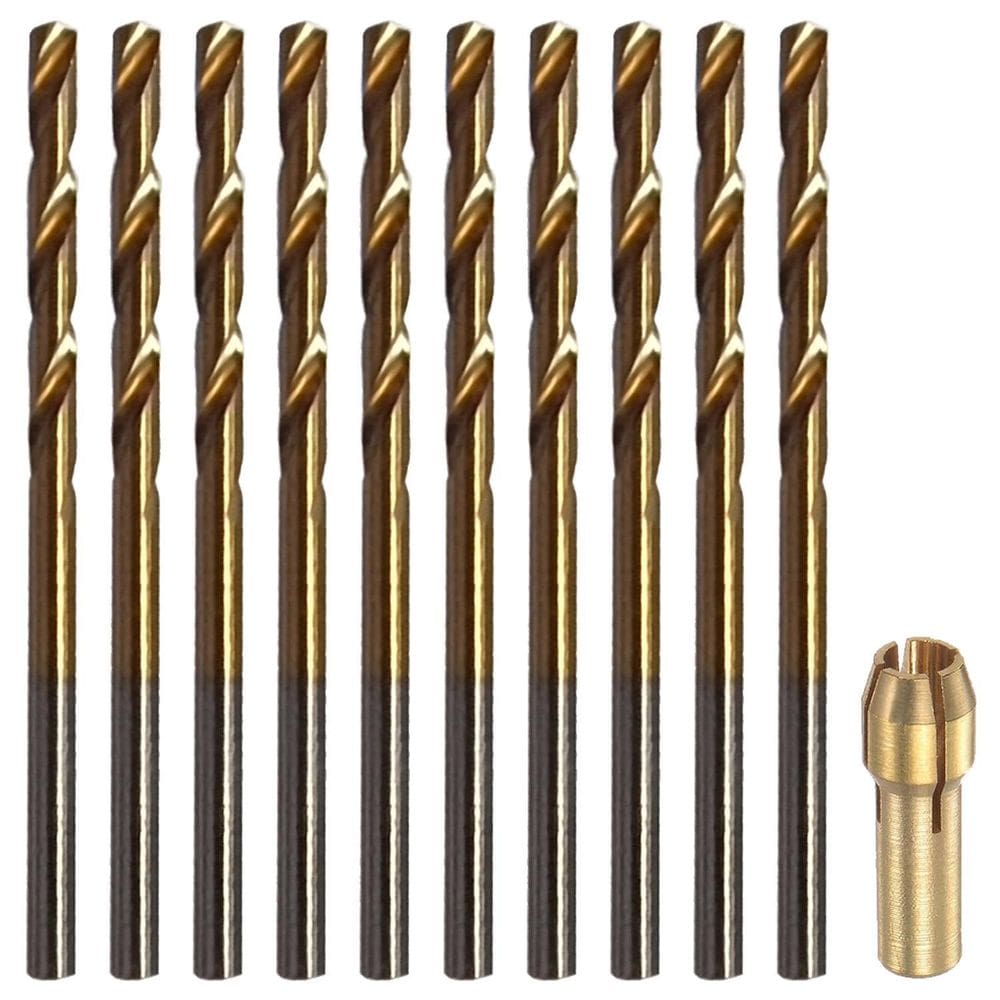 Kit Pinça 3Mm E 10 Brocas Hss Titânio Para Micro Retíficas