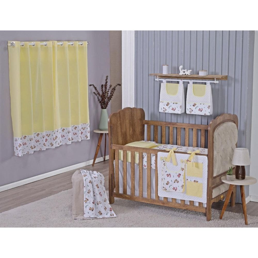 Enxoval Bebe Kit Berço Americano Cortina Algodão Menino