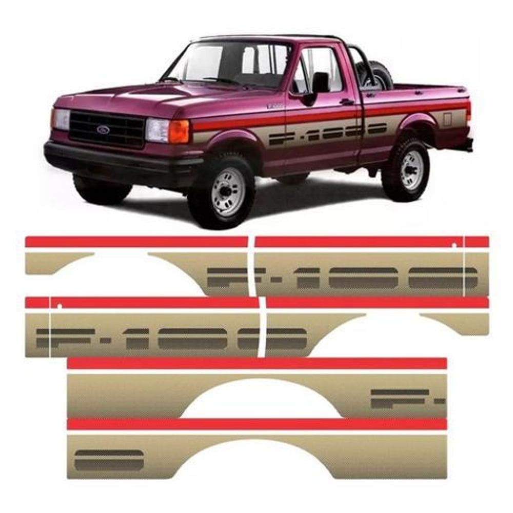 Kit Adesivos Faixas Laterais Compatível Ford F1000 1000Dr