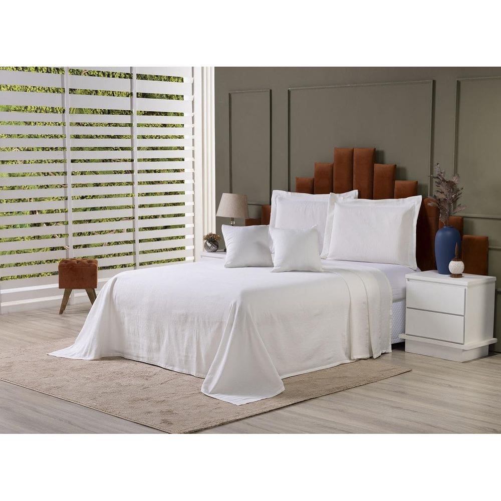 Kit Colcha Cobre Leito Cama King Tecido Rústico Topázio +