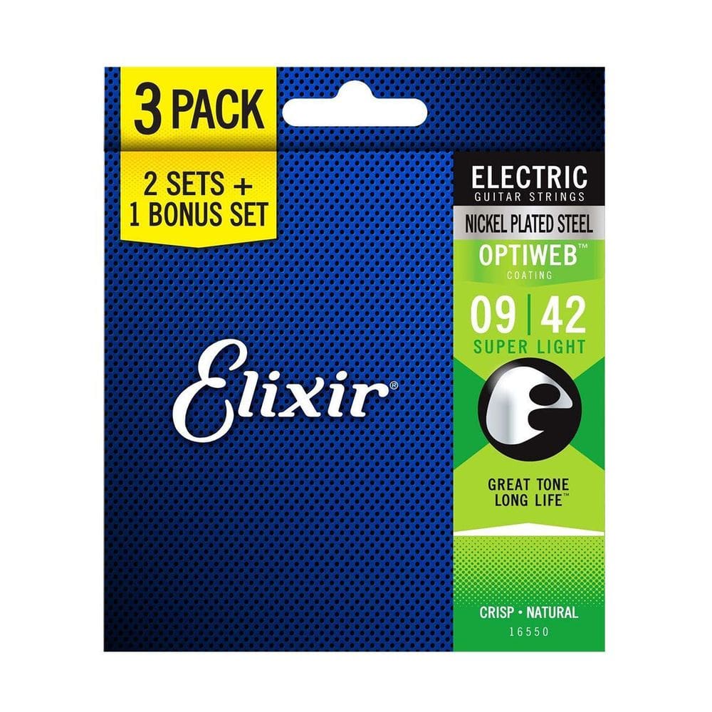 Kit Encordoamento Guitarra Elixir 009 Optiweb Leve 3 Pague 2