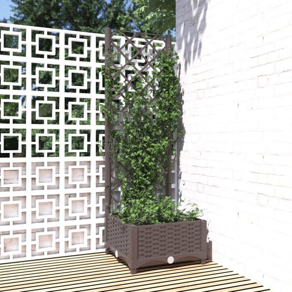 Vaso de flores de jardim Planter vidaXL com treliça marrom 40x40x121,5 cm