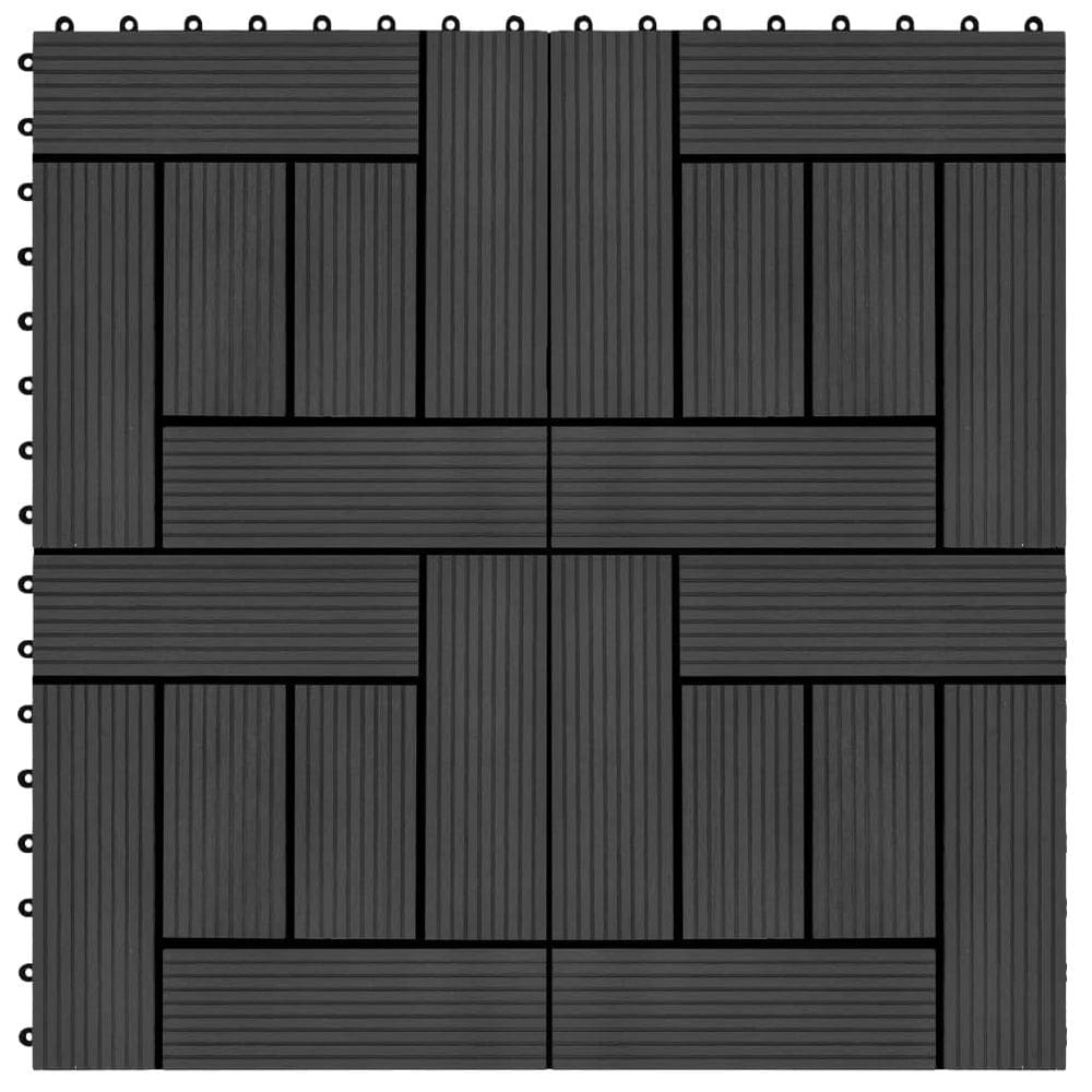 Telhas de deck vidaXL Black WPC resistentes à água 11 peças de 1 m²