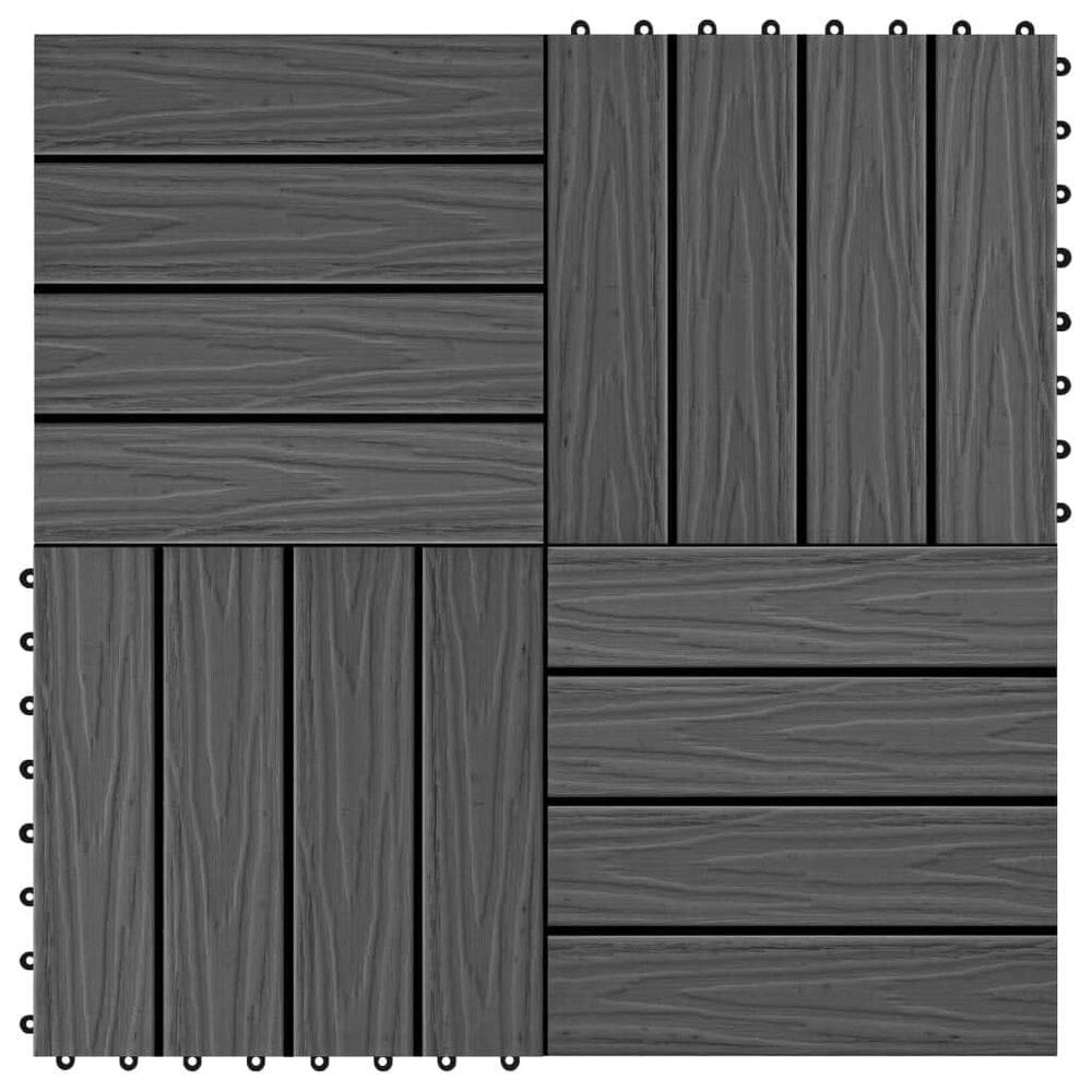 Telhas de deck vidaXL de 11 peças WPC Outdoor 1m² - Preto