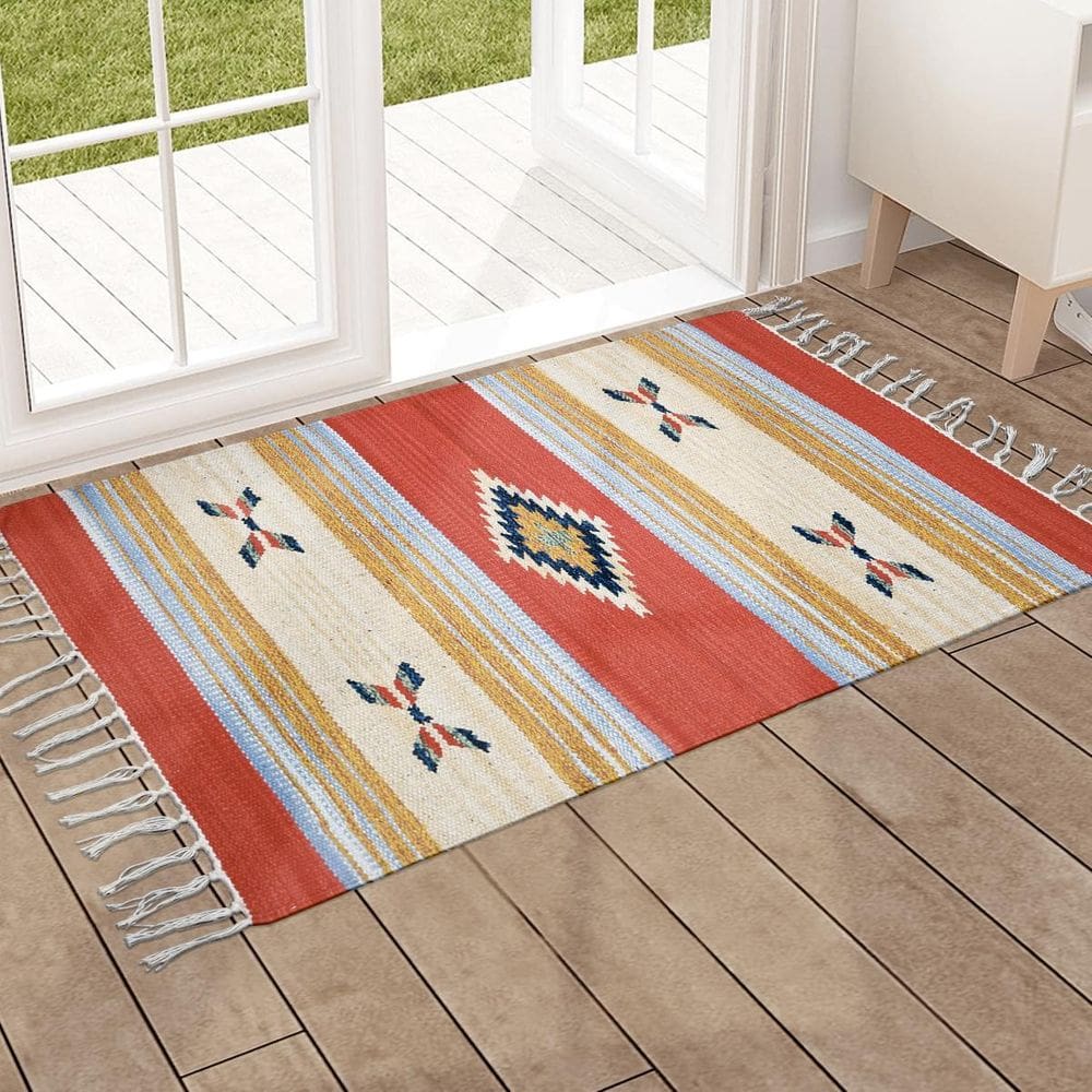 1 Tapete Capacho Kilim India 100% Algodão 50X70 M07