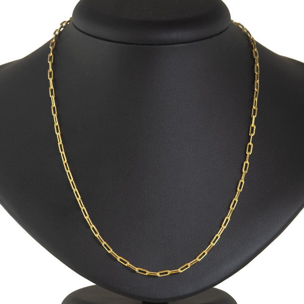 Cordão Masculino Elo Quadrado 60Cm Fecho Gaveta Banhado Ouro