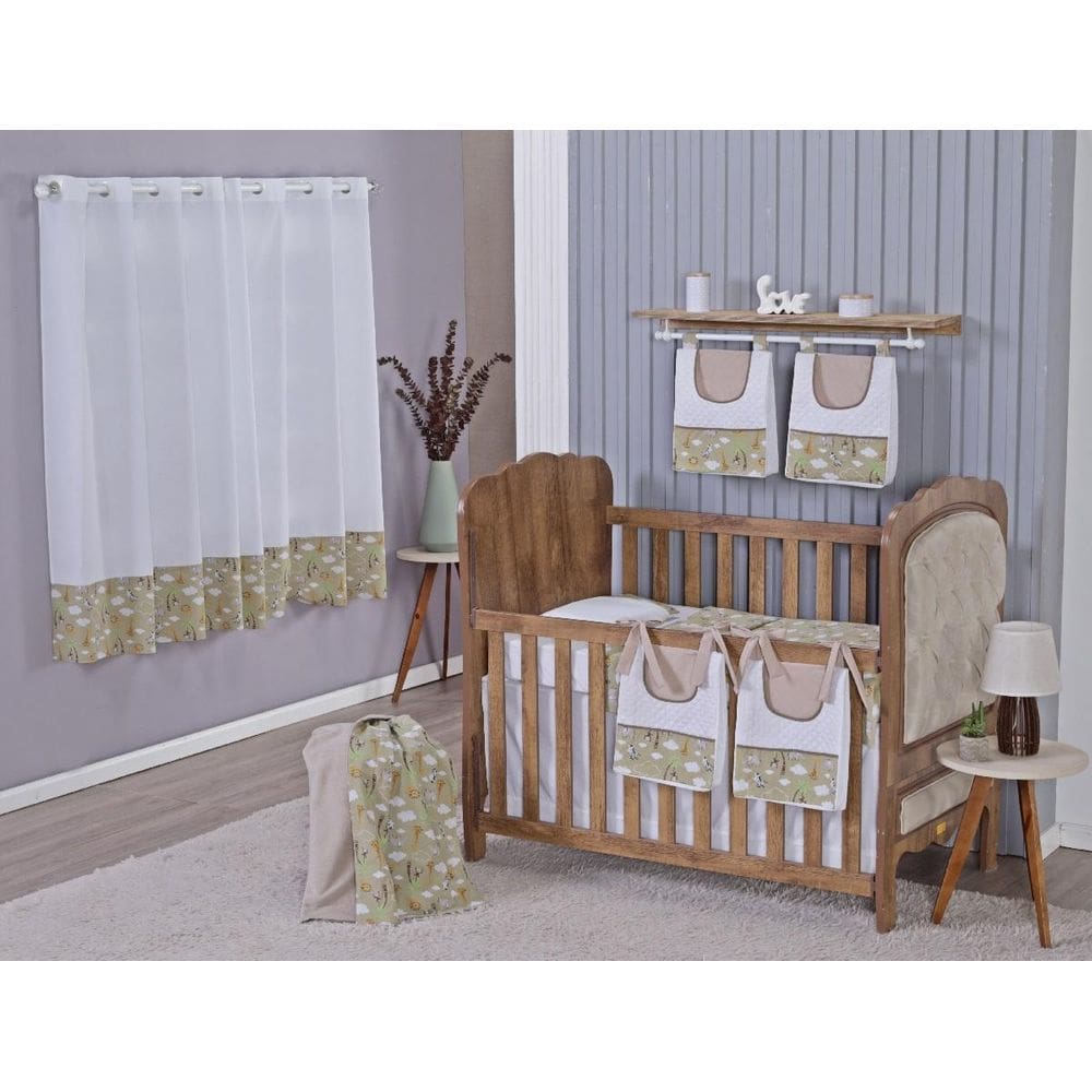 Enxoval Bebe Kit Berço Americano Cortina Algodão Menino