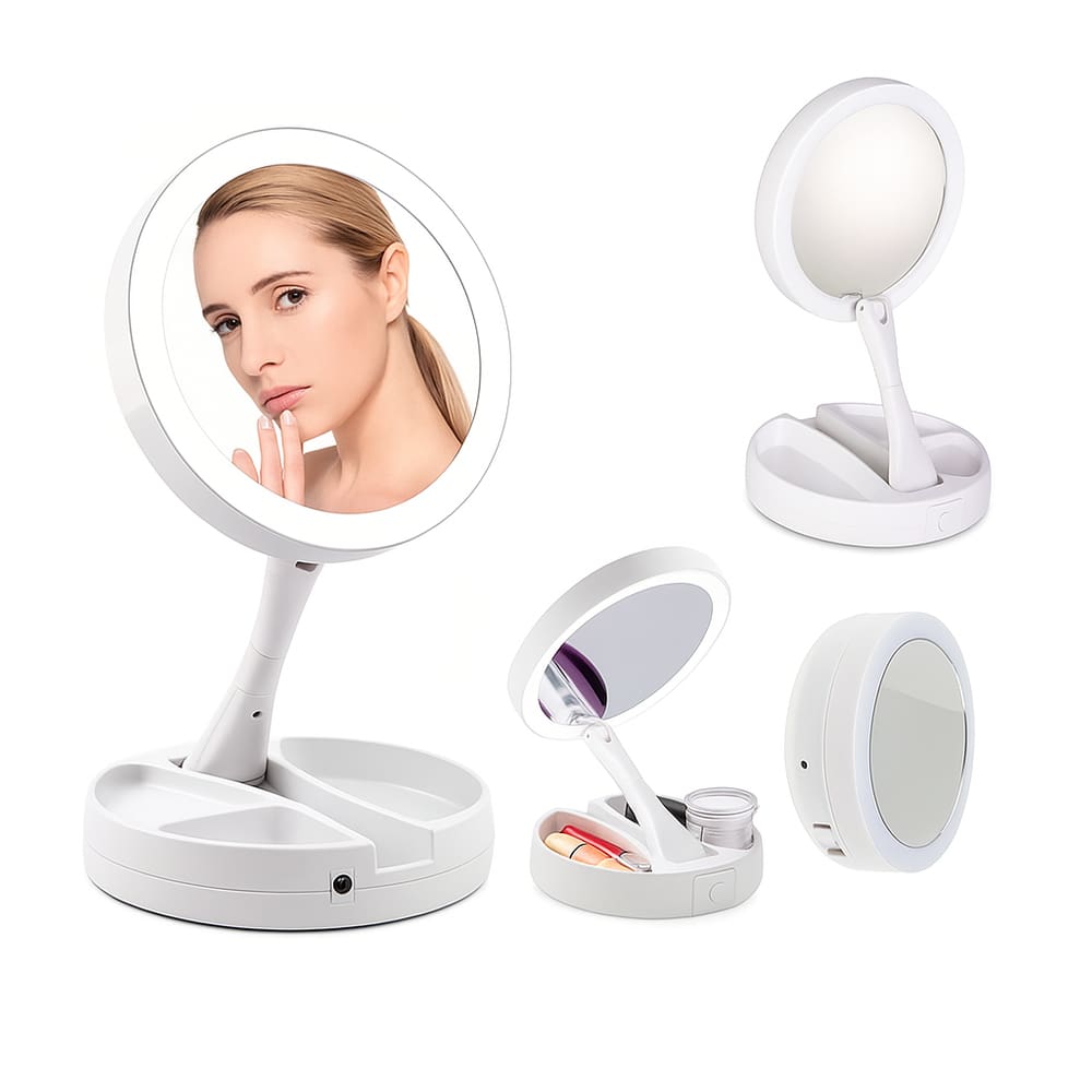 Espelho C/ Luz LED Maquiagem Camarim Rotação 360°