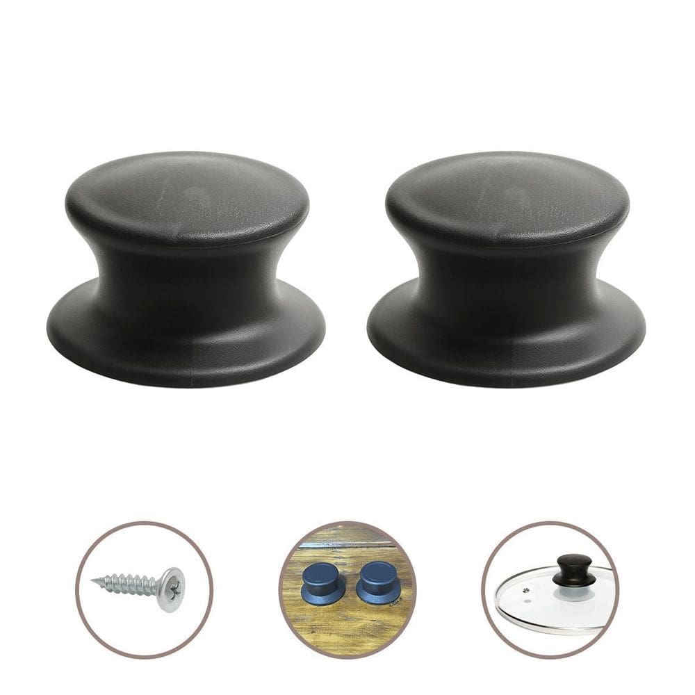 Kit 2 Pomel Pegador Puxador Para Tampa Vidro Panela - Preto