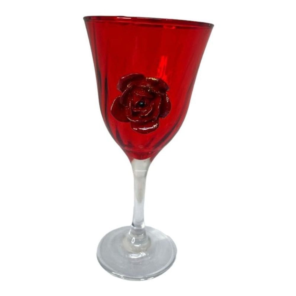 Taça Vermelha Pomba Gira Lirio Rosa Super Luxo 330 Ml -Vidro